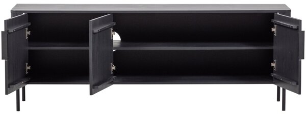 WOOOD Černý dřevěný TV stolek Gunnar 154 x 44 cm