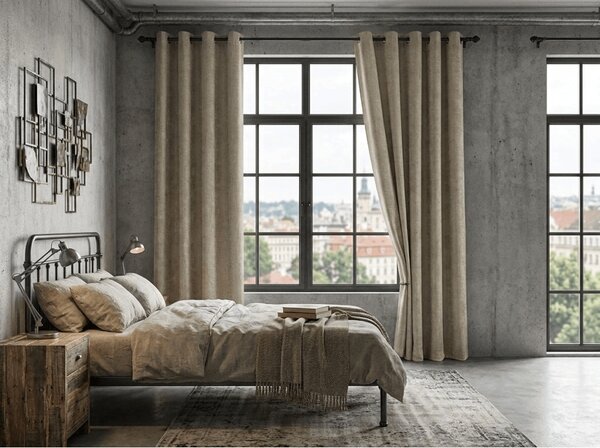 Zatemňovací závěs LOOM VELVET 140x250 cm, béžovohnědý Zavěšení: Kovové kroužky