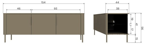 WOOOD Černý dřevěný TV stolek Gunnar 154 x 44 cm