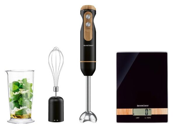 Silvercrest® Kitchen Tools Sada tyčového mixéru Sssh 600 B1 a digitální kuchyňské váhy, černá (800009557)