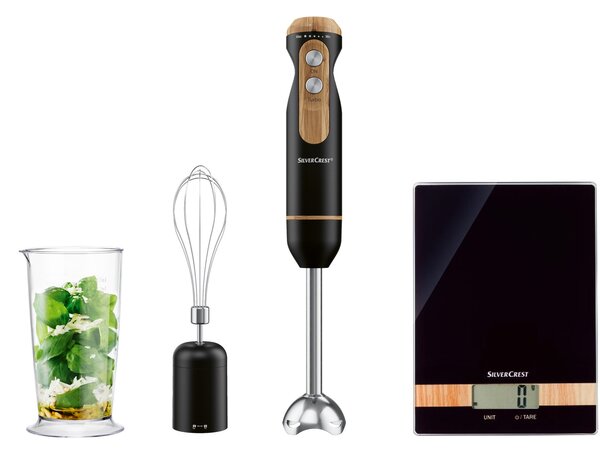 Silvercrest® Kitchen Tools Sada tyčového mixéru Sssh 600 B1 a digitální kuchyňské váhy, černá (800009557)