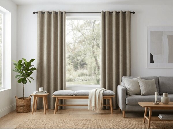 Zatemňovací závěs LOOM VELVET 140x250 cm, béžovohnědý Zavěšení: Kovové kroužky