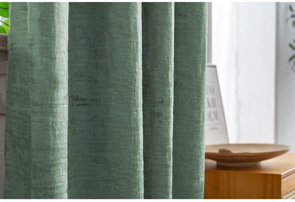 Zatemňovací závěs LOOM VELVET 140x250 cm, zelený Zavěšení: Kovové kroužky