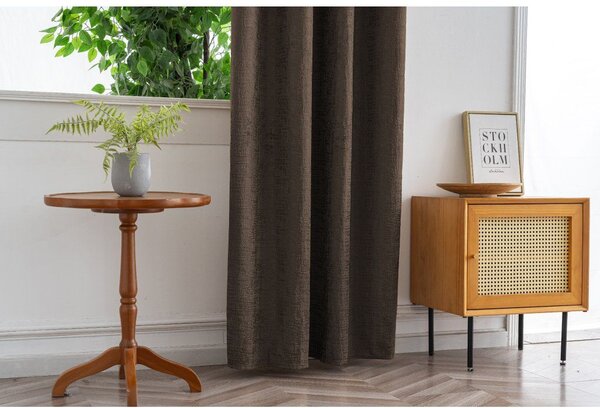 Zatemňovací závěs LOOM VELVET 140x250 cm, hnědý Zavěšení: Kovové kroužky