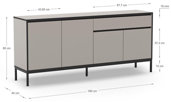 Marckeric Krémová lakovaná komoda Lorenza 180 x 40 cm
