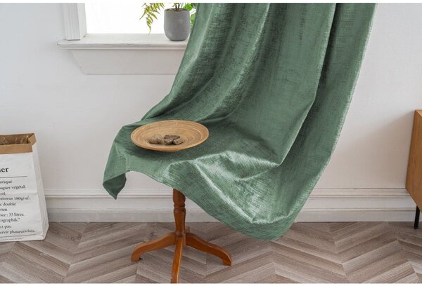 Zatemňovací závěs LOOM VELVET 140x250 cm, zelený Zavěšení: Kovové kroužky