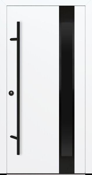 Vchodové dveře s ocelovým opláštěním FM Turen model DS24 blackline Orientace dveří: Levé, otevírání dovnitř, Dekor: Bílá, Standardní rozměr dveří včetně rámu: 98 cm x 208 cm - vnější rozměr rámu