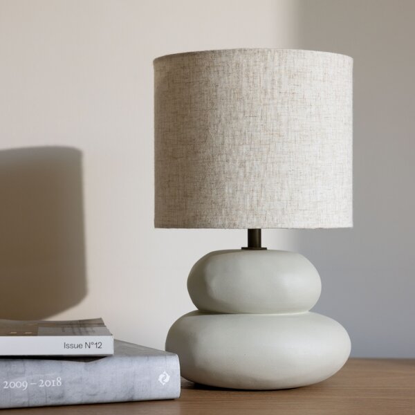 Béžová stolní lampa Quax Iwa s dřevěnou podstavou