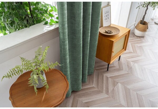 Zatemňovací závěs LOOM VELVET 140x250 cm, zelený Zavěšení: Kovové kroužky