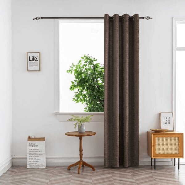 Zatemňovací závěs LOOM VELVET 140x250 cm, hnědý Zavěšení: Kovové kroužky