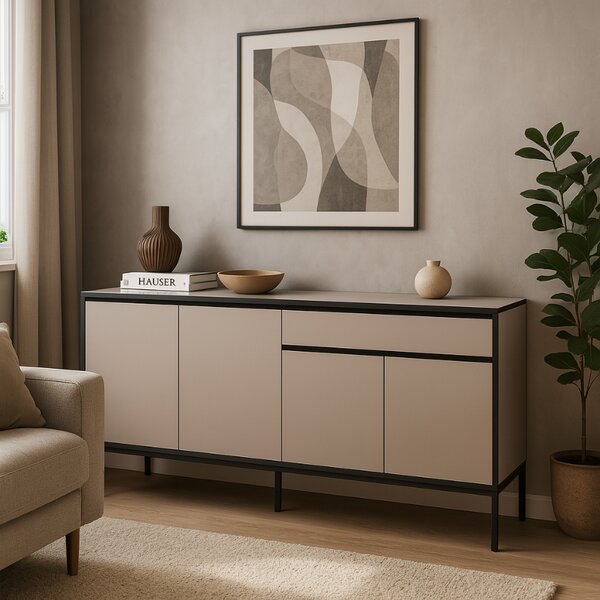 Marckeric Krémová lakovaná komoda Lorenza 180 x 40 cm