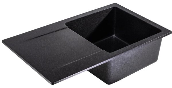 Sink Quality Ferrum, kuchyňský granitový dřez 770x450x190 mm + sifon, černá skvrnitá-BROCADE, SKQ-FER.B.1KDO.X
