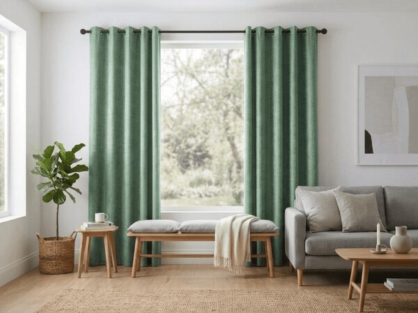 Zatemňovací závěs LOOM VELVET 140x250 cm, zelený Zavěšení: Kovové kroužky