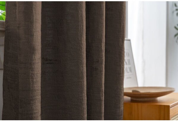 Zatemňovací závěs LOOM VELVET 140x250 cm, hnědý Zavěšení: Kovové kroužky