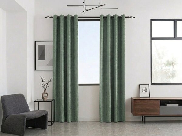 Zatemňovací závěs LOOM VELVET 140x250 cm, zelený Zavěšení: Kovové kroužky