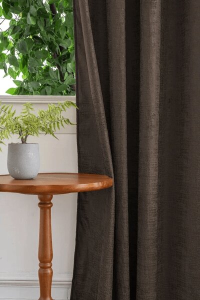 Zatemňovací závěs LOOM VELVET 140x250 cm, hnědý Zavěšení: Kovové kroužky