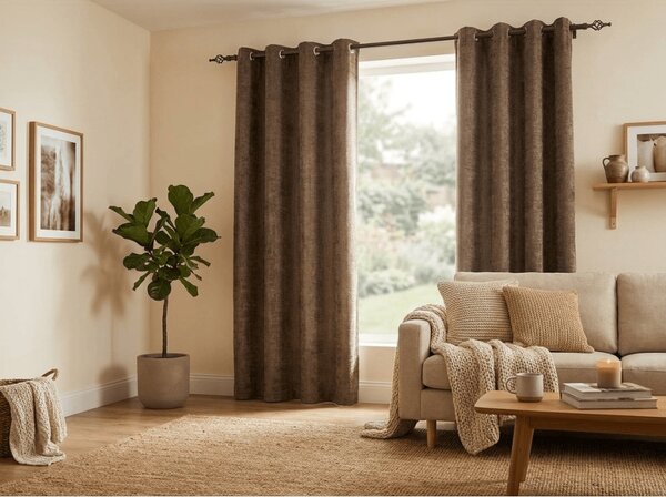 Zatemňovací závěs LOOM VELVET 140x250 cm, hnědý Zavěšení: Kovové kroužky