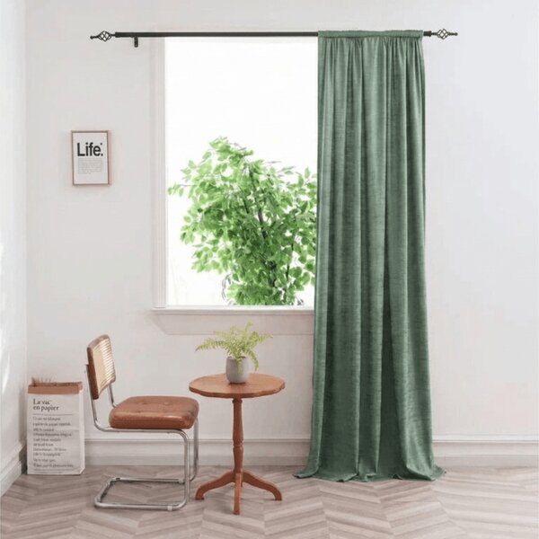 Zatemňovací závěs LOOM VELVET 140x250 cm, zelený Zavěšení: Kovové kroužky