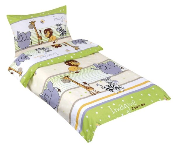 Bellatex Dětské povlečení bavlna Agáta 90x135, 45x60 cm Safari zelená