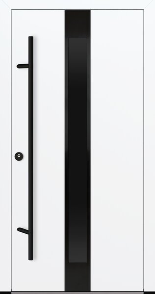 Vchodové dveře s ocelovým opláštěním FM Turen model DS25 blackline Orientace dveří: Levé, otevírání dovnitř, Dekor: Bílá, Standardní rozměr dveří včetně rámu: 98 cm x 208 cm - vnější rozměr rámu