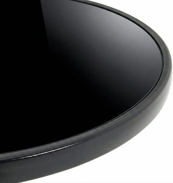 Kulatý zahradní stůl se skleněnou deskou ISLAND BLACK 60 cm, černý