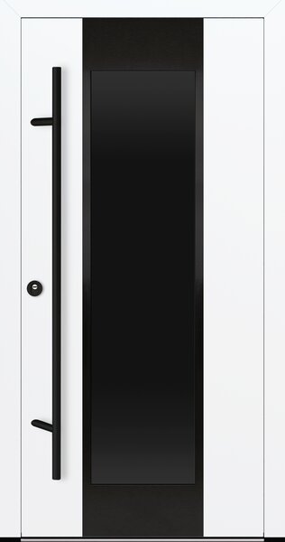 Vchodové dveře s ocelovým opláštěním FM Turen model DS28 blackline Orientace dveří: Levé, otevírání dovnitř, Dekor: Bílá, Standardní rozměr dveří včetně rámu: 98 cm x 208 cm - vnější rozměr rámu