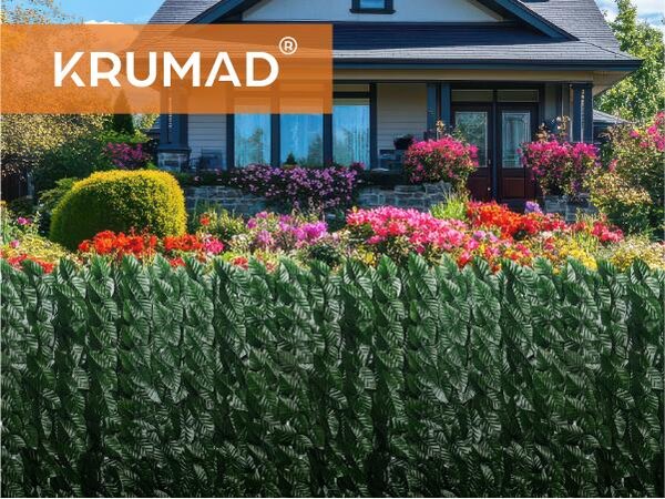 KRUMAD Umělý břečťanový plot na ochranu soukromí 300 x 50 cm, plotová rohož, živý plot, na balkon a do zahrady, včetně 100 kabelových sponek