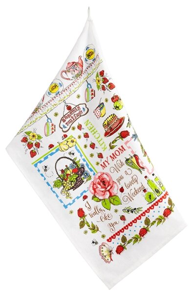 Bellatex Kuchyňská utěrka 1 ks 40x60 cm Růže růžová, červená, zelená