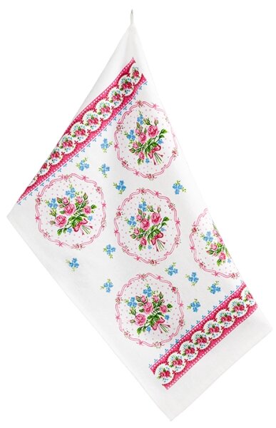 Bellatex Kuchyňská utěrka 1 ks 40x60 cm Květina růžová, modrá