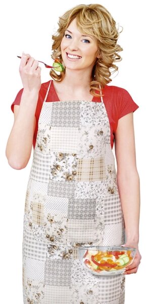 Bellatex Kuchyňská zástěra EMA 67x84 cm patchwork béžová, šedá