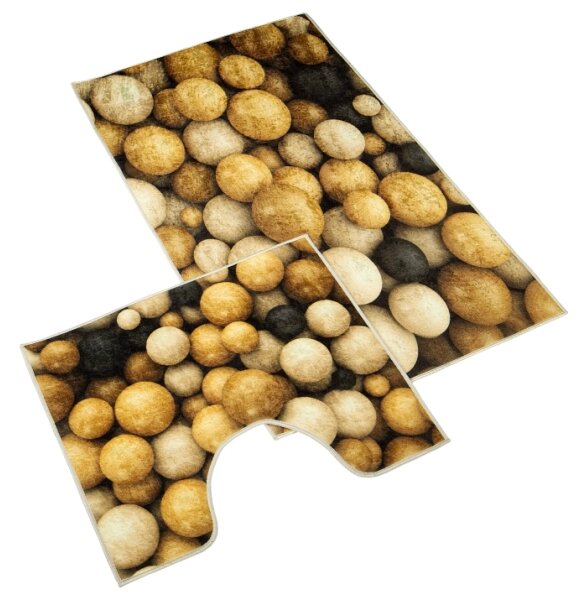 Bellatex koupelnové předložky 3D tisk sada 60x100, 60x50 cm Koule dřevěná
