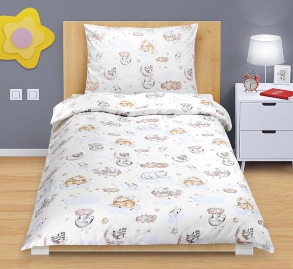 Bellatex Povlečení bavlněné 140x200, 70x90 cm Zvířátko na obláčku