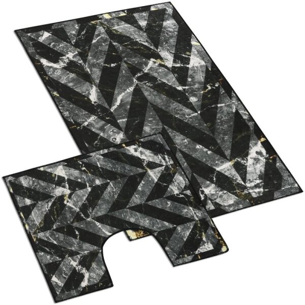 Bellatex koupelnové předložky 3D tisk sada 60x100, 60x50 cm Mramor černá
