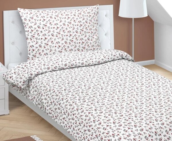 Bellatex Povlečení bavlněné s hotelovou kapsou 140x200, 70x90 cm Růžička bílá