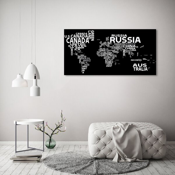 Foto obraz skleněný horizontální Mapa světa nápisy osh-102757176
