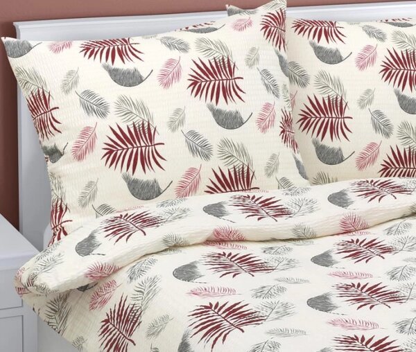 Bellatex Povlečení krepové 140x200, 70x90 cm Peříčko vínová