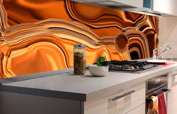 DIMEX | Fototapeta do kuchyně Kapalný chromový bronz KI-180-102 | 180 x 60 cm | metalická, hnědá