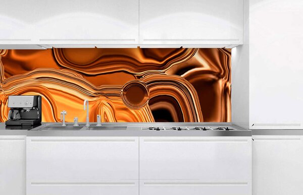 DIMEX | Fototapeta do kuchyně Kapalný chromový bronz KI-180-102 | 180 x 60 cm | metalická, hnědá