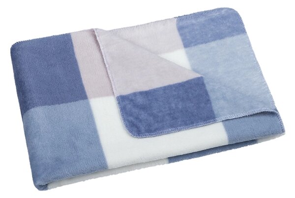 Bellatex Přikrývka Korall micro 75x100 cm Kostka modrá