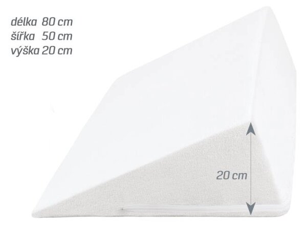 Bellatex POVLAK na klínový podhlavník 80x50x20 cm (povlak na zip) Froté, bílá