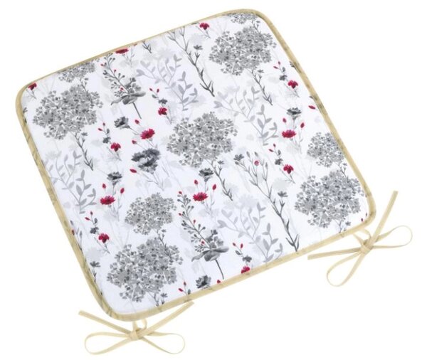 Bellatex Sedák DITA hladký 40x40 cm hladký Větvička šedá, červená, bílá