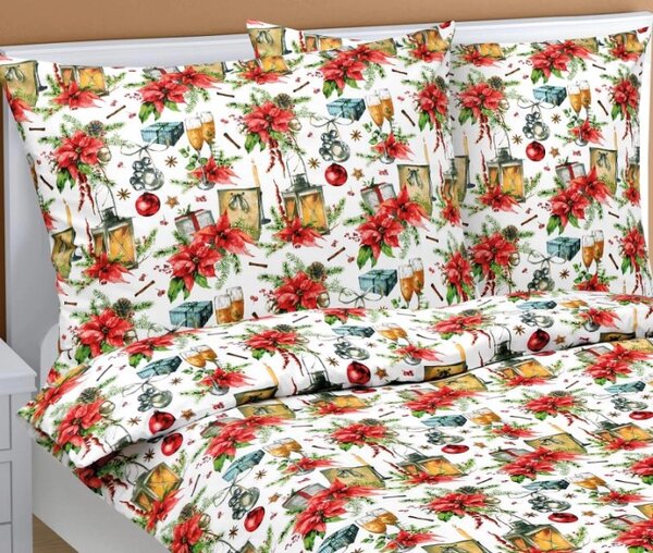 Bellatex Povlečení bavlněné Vánoce 140x200, 70x90 cm Hvězda vánoční