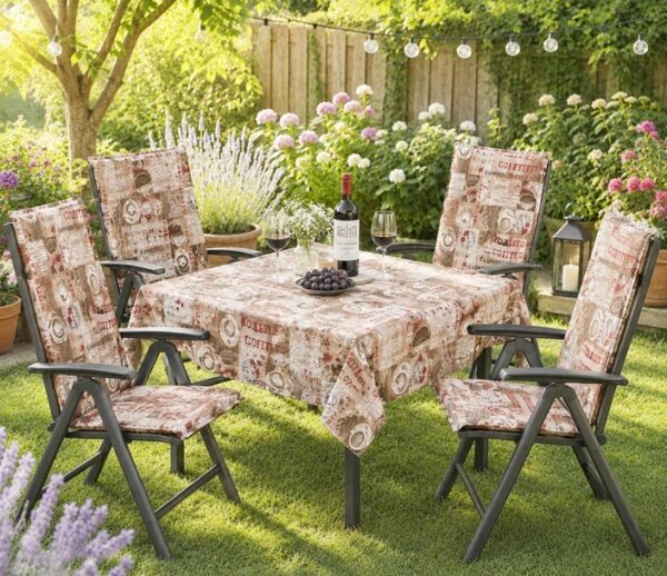 Bellatex Sedák na zahradní židli 47x115 cm Káva zrnková hnědá, červená