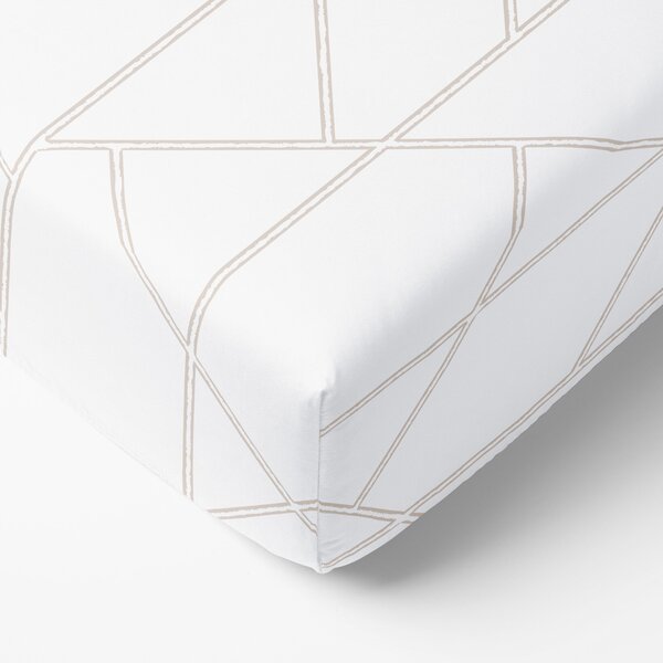 Goldea bavlněné napínací prostěradlo - geometrické linie na bílém 80 x 160 cm