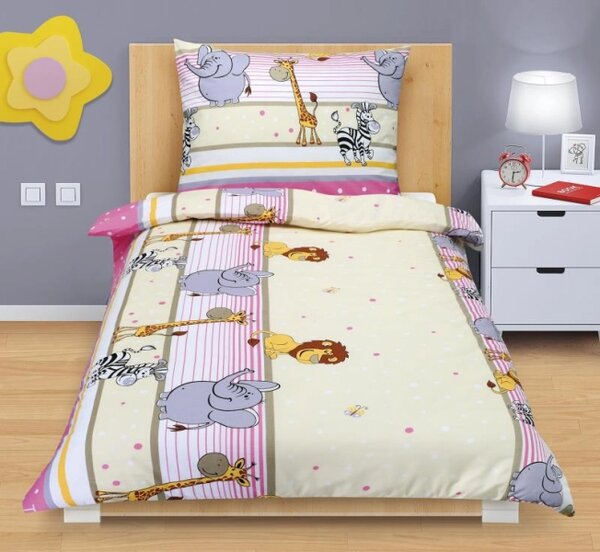 Bellatex Povlečení bavlněné 140x200, 70x90 cm Safari růžová