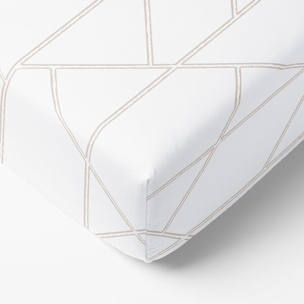 Goldea bavlněné napínací prostěradlo - geometrické linie na bílém 120 x 200 cm