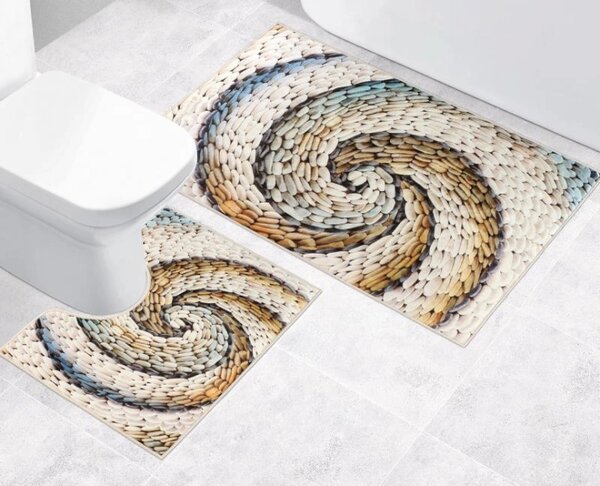 Bellatex koupelnové předložky 3D tisk sada 60x100, 60x50 cm Oblázek Béžová