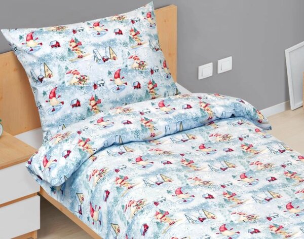 Bellatex Povlečení bavlněné Vánoce 140x200, 70x90 cm Slřítek na bruslích