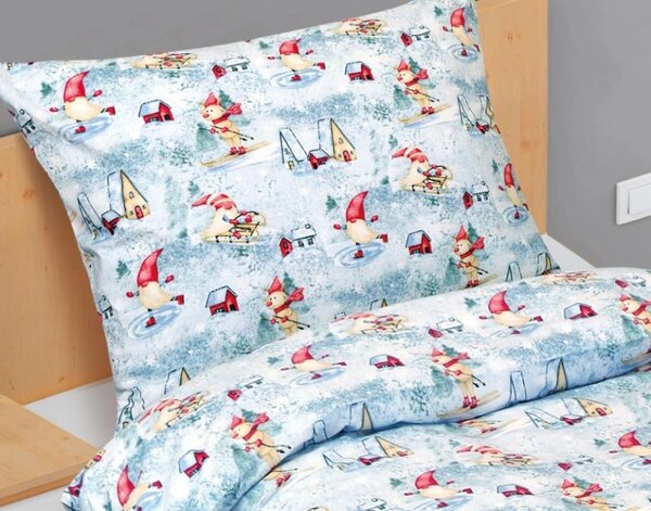 Bellatex Povlečení bavlněné Vánoce 140x200, 70x90 cm Slřítek na bruslích