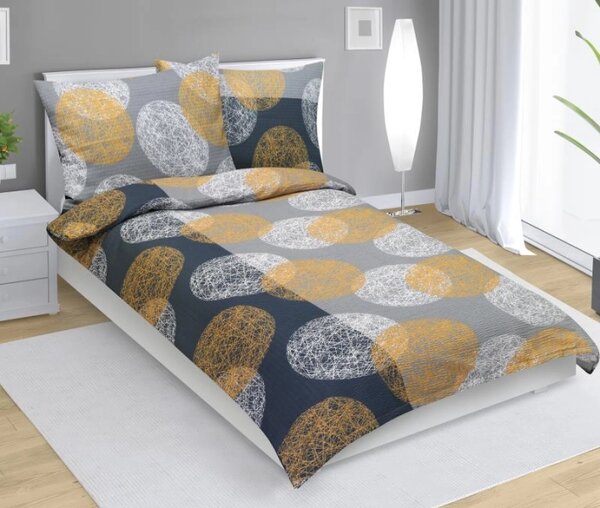 Bellatex Povlečení bavlněné Koule oranžová, šedá 140x200, 70x90 cm